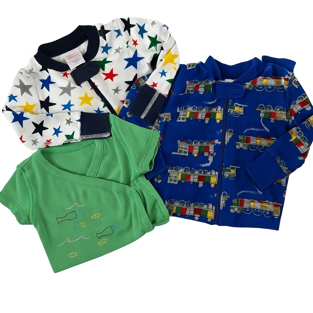 Hanna Andersson 12-18m Bundle - 2 Zippies, 1 Wrap Bodysuit